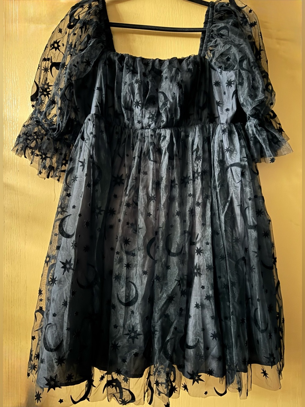 Smak Parlor Black Moon & Stars Love Interest Witchy Babydoll Dress 1X Plus